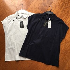 2  Linen Tops Uoozee Navy/Off White